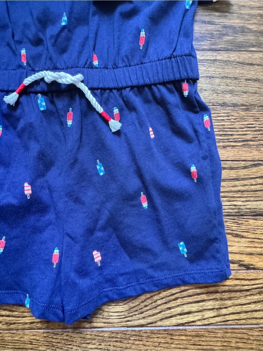 Carter's Navy Popsicle Print Romper with Rope Drawstring